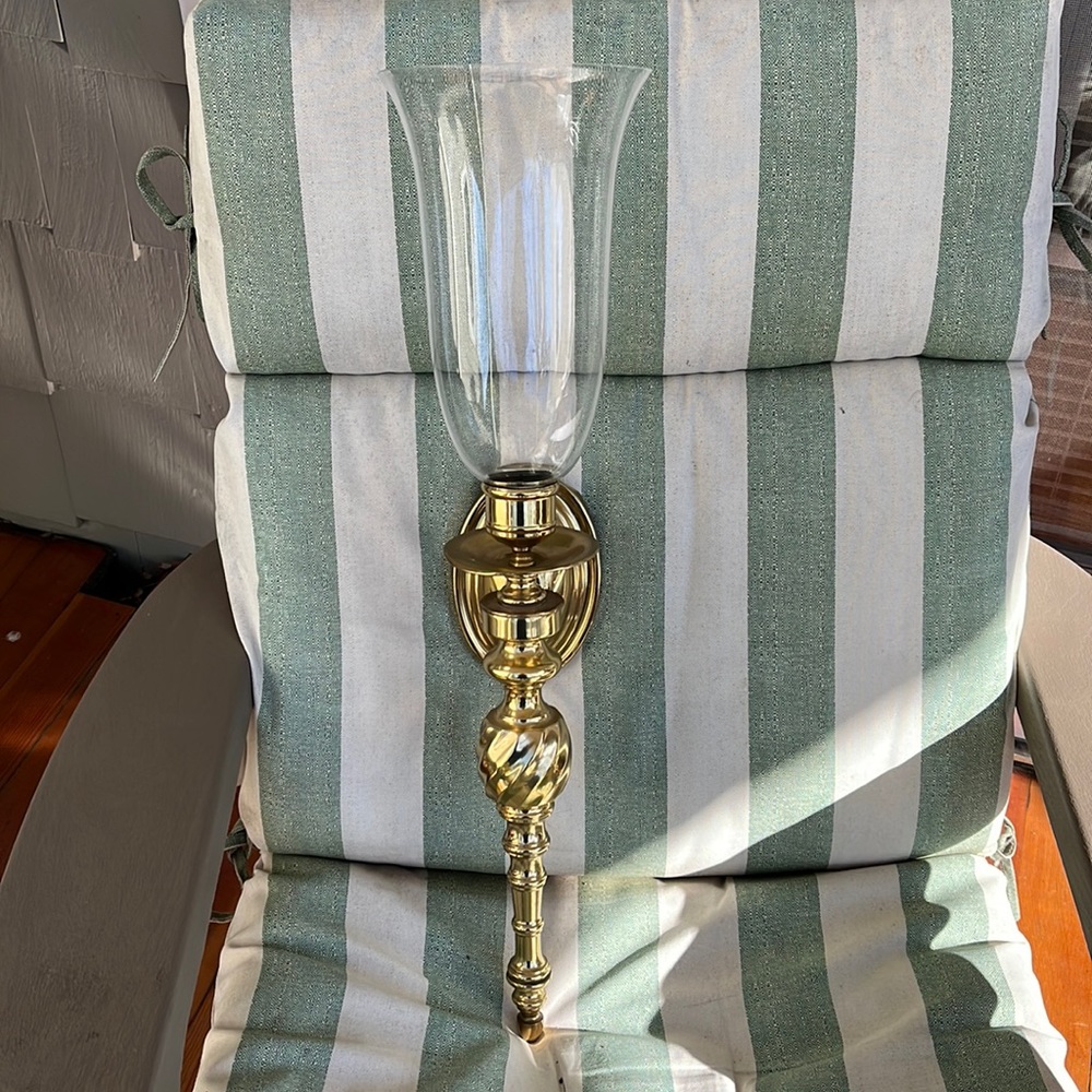 Gorgeous brass glass wall fixture 2 of them pristine